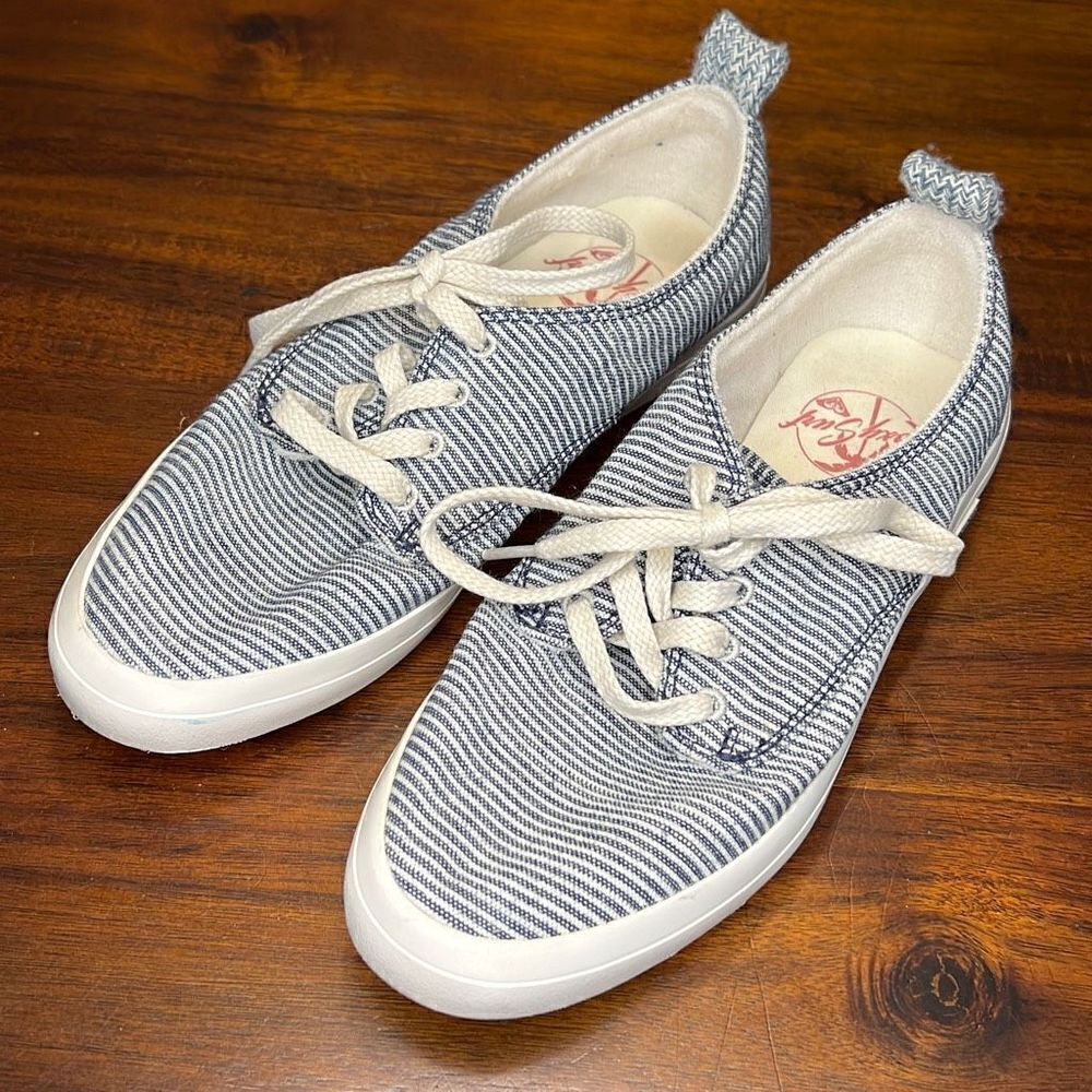 Roxy Surf Shaka Low Blue Striped Lace Sneaker Shoes Women’s US 6.5